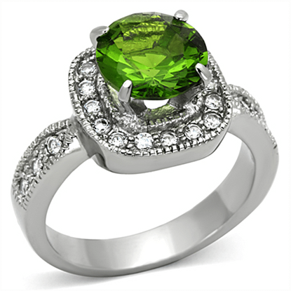 Picture of TK1227 - Stainless Steel Ring High polished (no plating) Women Synthetic Peridot