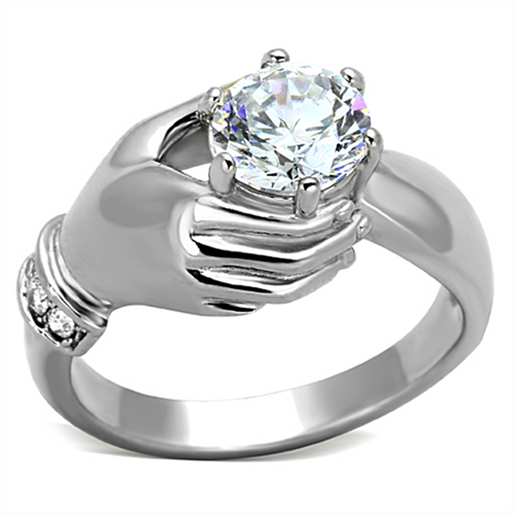 Picture of TK1230 - Stainless Steel Ring High polished (no plating) Women AAA Grade CZ Clear