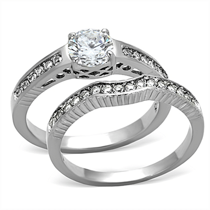 Picture of TK1231 - Stainless Steel Ring High polished (no plating) Women AAA Grade CZ Clear