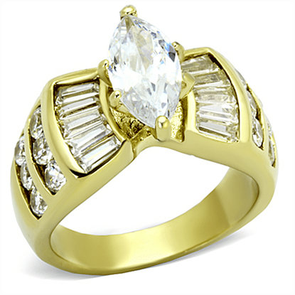 Picture of TK1235 - Stainless Steel Ring IP Gold(Ion Plating) Women AAA Grade CZ Clear