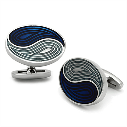 Picture of TK1240 - Stainless Steel Cufflink High polished (no plating) Men Epoxy Multi Color