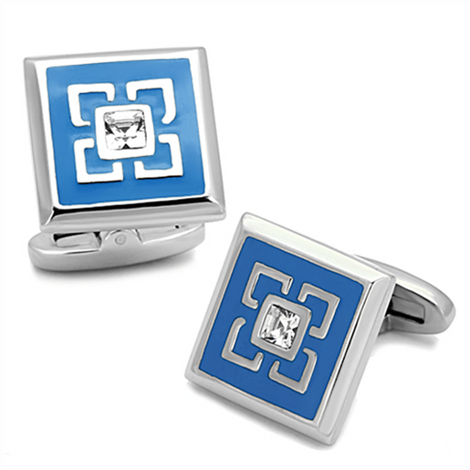 Picture of TK1244 - Stainless Steel Cufflink High polished (no plating) Men Top Grade Crystal Clear