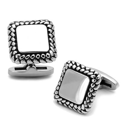 Picture of TK1246 - Stainless Steel Cufflink High polished (no plating) Men Epoxy Jet