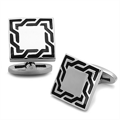 Picture of TK1248 - Stainless Steel Cufflink High polished (no plating) Men Epoxy Jet