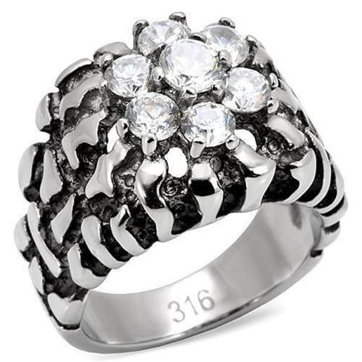 Picture of TK125 - Stainless Steel Ring High polished (no plating) Men AAA Grade CZ Clear