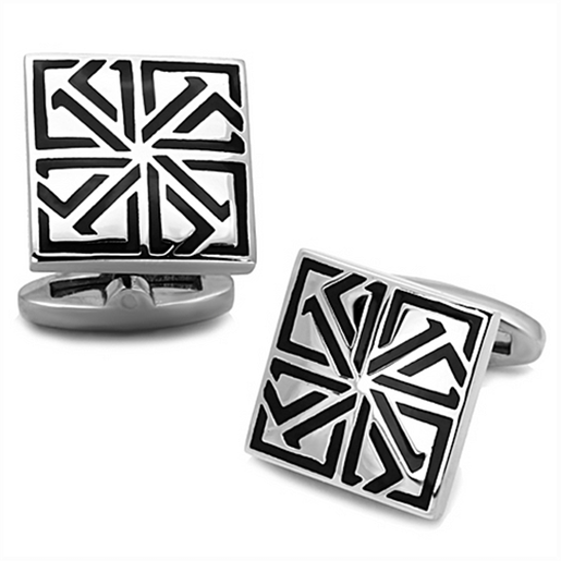 Picture of TK1253 - Stainless Steel Cufflink High polished (no plating) Men Epoxy Jet