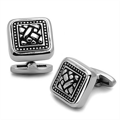 Picture of TK1256 - Stainless Steel Cufflink High polished (no plating) Men Epoxy Jet