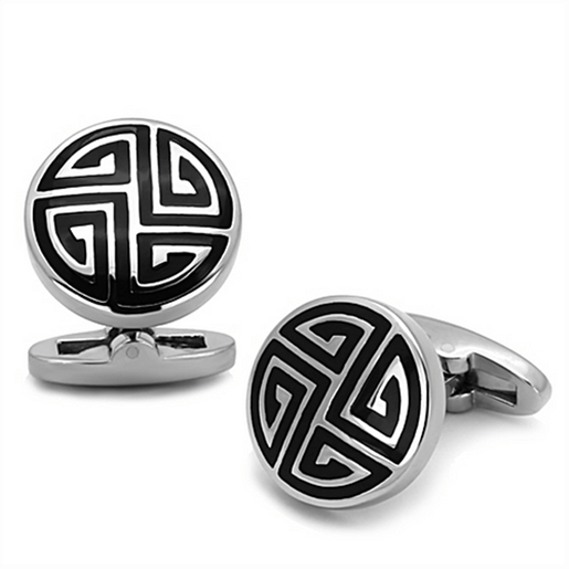 Picture of TK1257 - Stainless Steel Cufflink High polished (no plating) Men Epoxy Jet