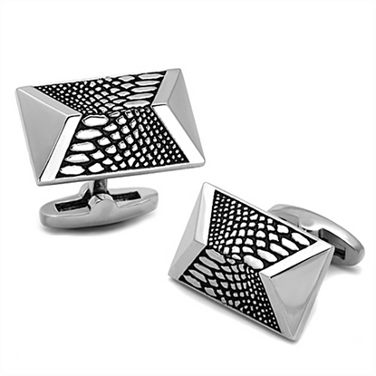 Picture of TK1259 - Stainless Steel Cufflink High polished (no plating) Men Epoxy Jet