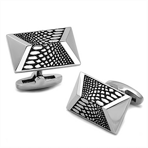 Picture of TK1259 - Stainless Steel Cufflink High polished (no plating) Men Epoxy Jet