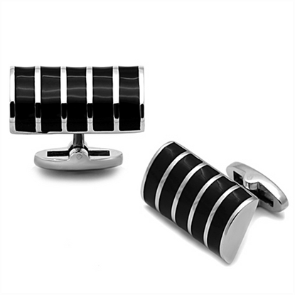 Picture of TK1263 - Stainless Steel Cufflink High polished (no plating) Men Epoxy Jet