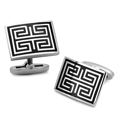 Picture of TK1265 - Stainless Steel Cufflink High polished (no plating) Men Epoxy Jet