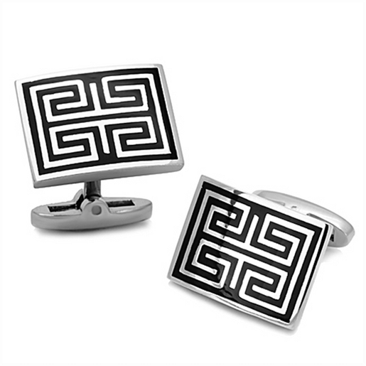 Picture of TK1265 - Stainless Steel Cufflink High polished (no plating) Men Epoxy Jet