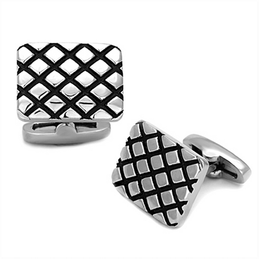 Picture of TK1266 - Stainless Steel Cufflink High polished (no plating) Men Epoxy Jet