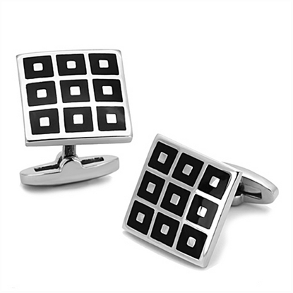 Picture of TK1268 - Stainless Steel Cufflink High polished (no plating) Men Epoxy Jet