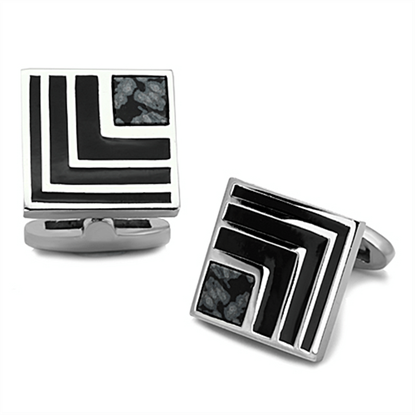 Picture of TK1269 - Stainless Steel Cufflink High polished (no plating) Men Synthetic Jet