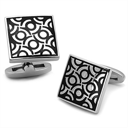 Picture of TK1271 - Stainless Steel Cufflink High polished (no plating) Men Epoxy Jet