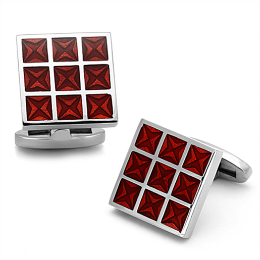 Picture of TK1272 - Stainless Steel Cufflink High polished (no plating) Men Epoxy Garnet