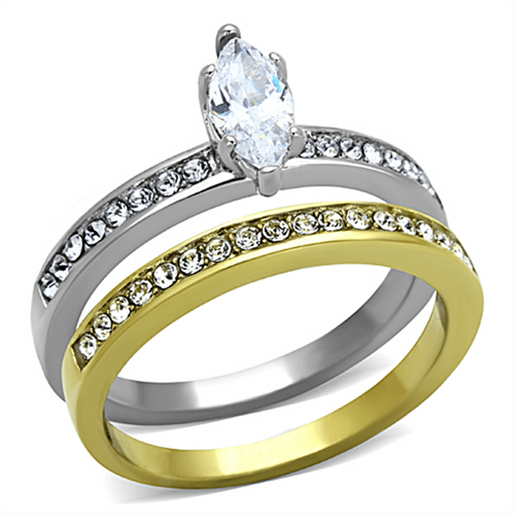 Picture of TK1282 - Stainless Steel Ring Two-Tone IP Gold (Ion Plating) Women AAA Grade CZ Clear