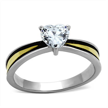 Picture of TK1283 - Stainless Steel Ring Two-Tone IP Gold (Ion Plating) Women AAA Grade CZ Clear