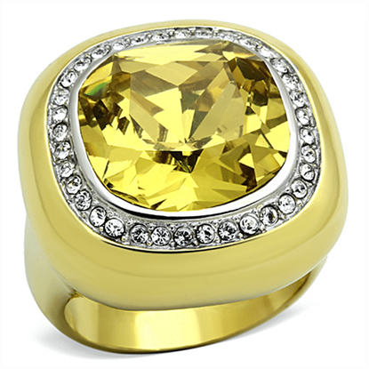 Picture of TK1285 - Stainless Steel Ring Two-Tone IP Gold (Ion Plating) Women Synthetic Topaz