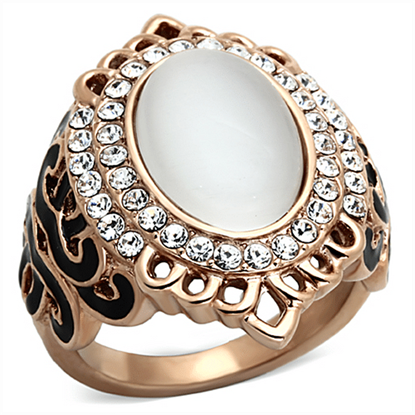 Picture of TK1286 - Stainless Steel Ring IP Rose Gold(Ion Plating) Women Synthetic White