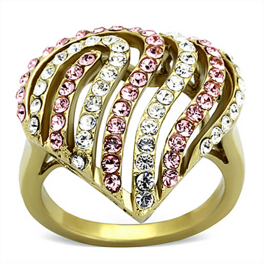 Picture of TK1287 - Stainless Steel Ring IP Gold(Ion Plating) Women Top Grade Crystal Light Rose