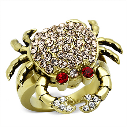 Picture of TK1290 - Stainless Steel Ring IP Gold(Ion Plating) Women Top Grade Crystal Multi Color