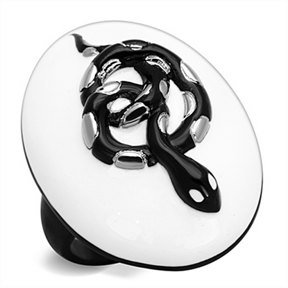 Picture of TK1295 - Stainless Steel Ring Two-Tone IP Black Women Epoxy White