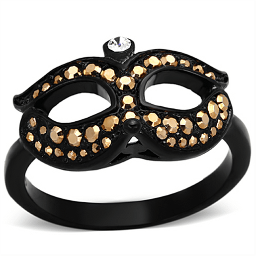 Picture of TK1299 - Stainless Steel Ring IP Black(Ion Plating) Women Top Grade Crystal Metallic Light Gold