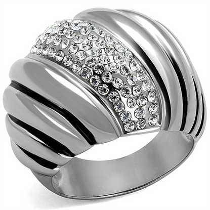 Picture of TK1304 - Stainless Steel Ring High polished (no plating) Women Top Grade Crystal Clear