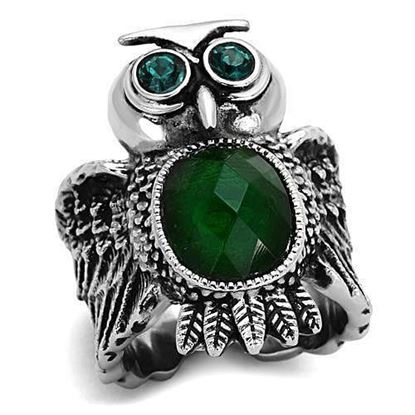 Picture of TK1312 - Stainless Steel Ring High polished (no plating) Women Synthetic Emerald