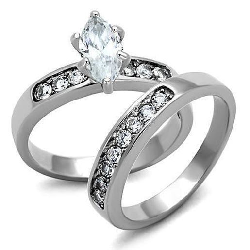 Picture of TK1319 - Stainless Steel Ring High polished (no plating) Women AAA Grade CZ Clear