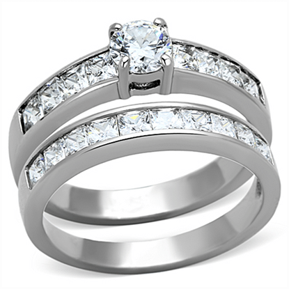 Picture of TK1321 - Stainless Steel Ring High polished (no plating) Women AAA Grade CZ Clear