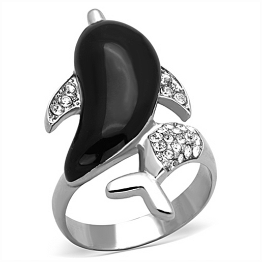 Picture of TK1326 - Stainless Steel Ring High polished (no plating) Women Top Grade Crystal Clear