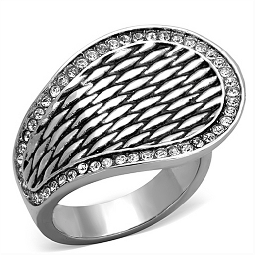 Picture of TK1328 - Stainless Steel Ring High polished (no plating) Women Top Grade Crystal Clear