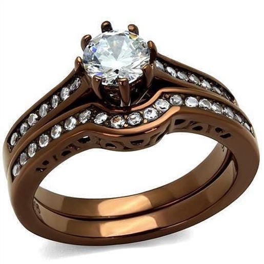 Picture of TK1330LC - Stainless Steel Ring IP Coffee light Women AAA Grade CZ Clear