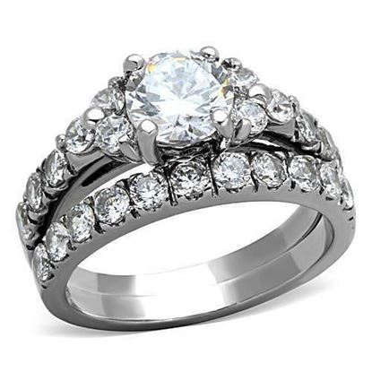 Picture of TK1331 - Stainless Steel Ring High polished (no plating) Women AAA Grade CZ Clear