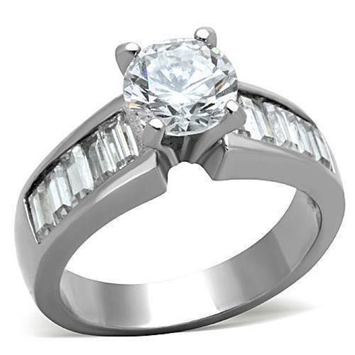 Picture of TK1332 - Stainless Steel Ring High polished (no plating) Women AAA Grade CZ Clear