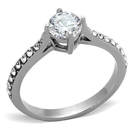 Picture of TK1339 - Stainless Steel Ring High polished (no plating) Women AAA Grade CZ Clear