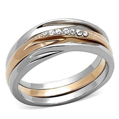 Picture of TK1340 - Stainless Steel Ring Two-Tone IP Rose Gold Women Top Grade Crystal Clear