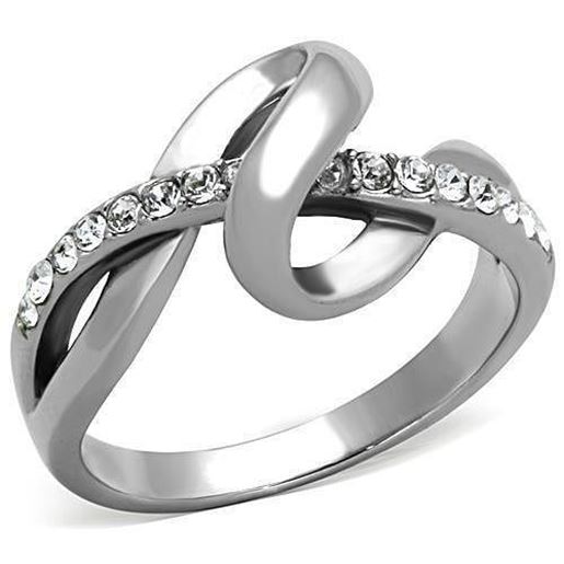 Picture of TK1341 - Stainless Steel Ring High polished (no plating) Women Top Grade Crystal Clear