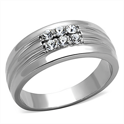 Picture of TK1357 - Stainless Steel Ring High polished (no plating) Men Top Grade Crystal Clear