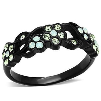 Picture of TK1360 - Stainless Steel Ring IP Black(Ion Plating) Women Top Grade Crystal Multi Color