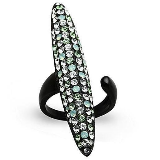 Picture of TK1365 - Stainless Steel Ring IP Black(Ion Plating) Women Top Grade Crystal Multi Color