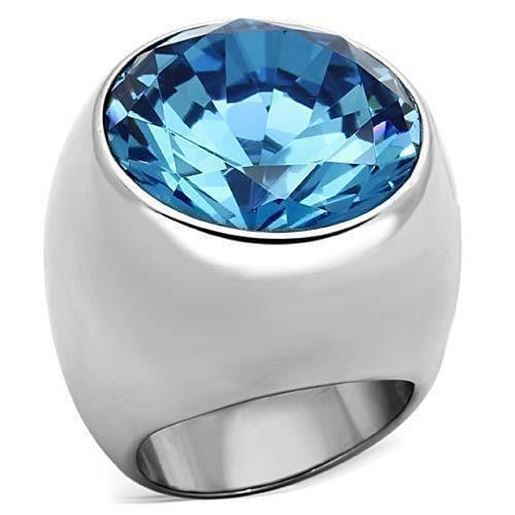 Picture of TK1367 - Stainless Steel Ring High polished (no plating) Women Synthetic Sea Blue