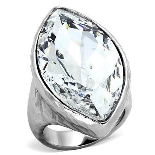 Picture of TK1368 - Stainless Steel Ring IP rhodium (PVD) Women Top Grade Crystal Clear