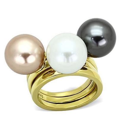 Picture of TK1370 - Stainless Steel Ring IP Gold(Ion Plating) Women Synthetic Multi Color