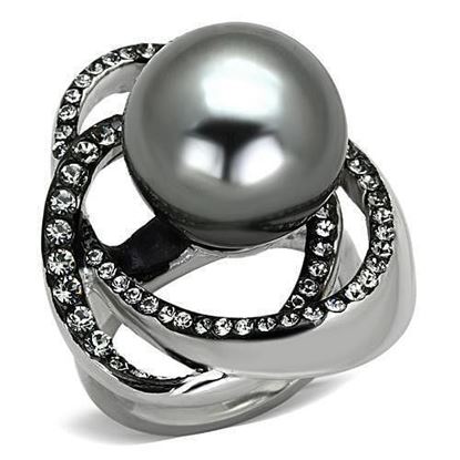 Picture of TK1371 - Stainless Steel Ring High polished (no plating) Women Synthetic Gray