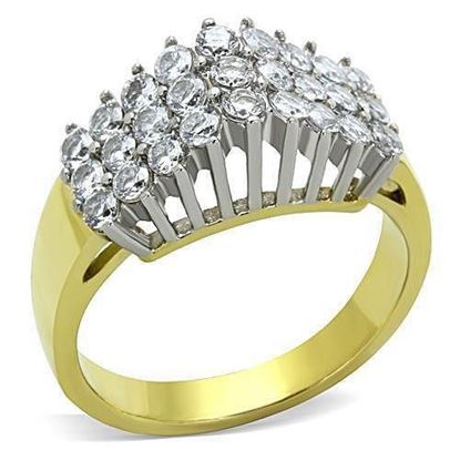 Picture of TK1376 - Stainless Steel Ring Two-Tone IP Gold (Ion Plating) Women AAA Grade CZ Clear